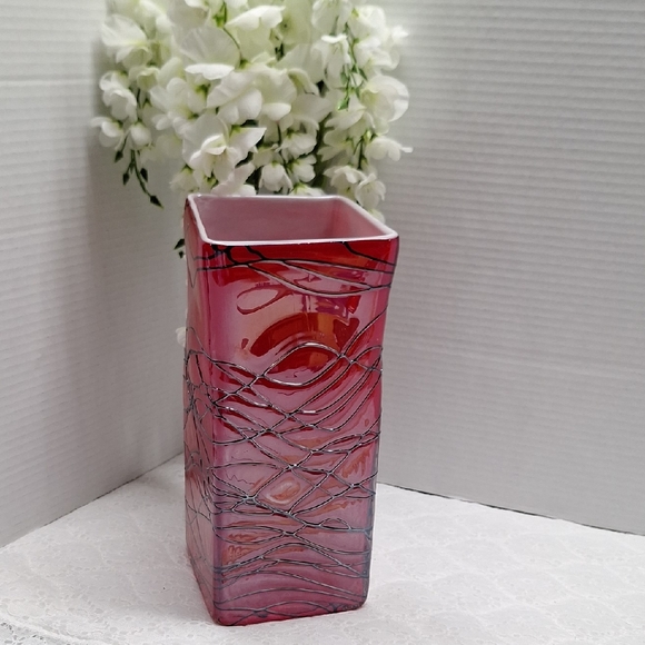 Other - #ADQ Glass Vase with Black Accents. Dalian PulandianYongshun GlassProducts Co.D